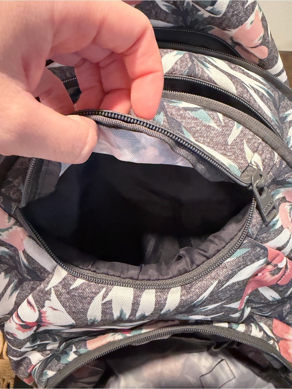 Roxy Floral Tropical Backpack in Pink and Gray - Picture 5 of 8